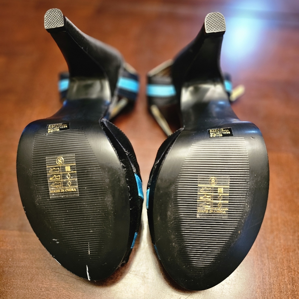 Bordello Two Tone Satin Heels Size 8